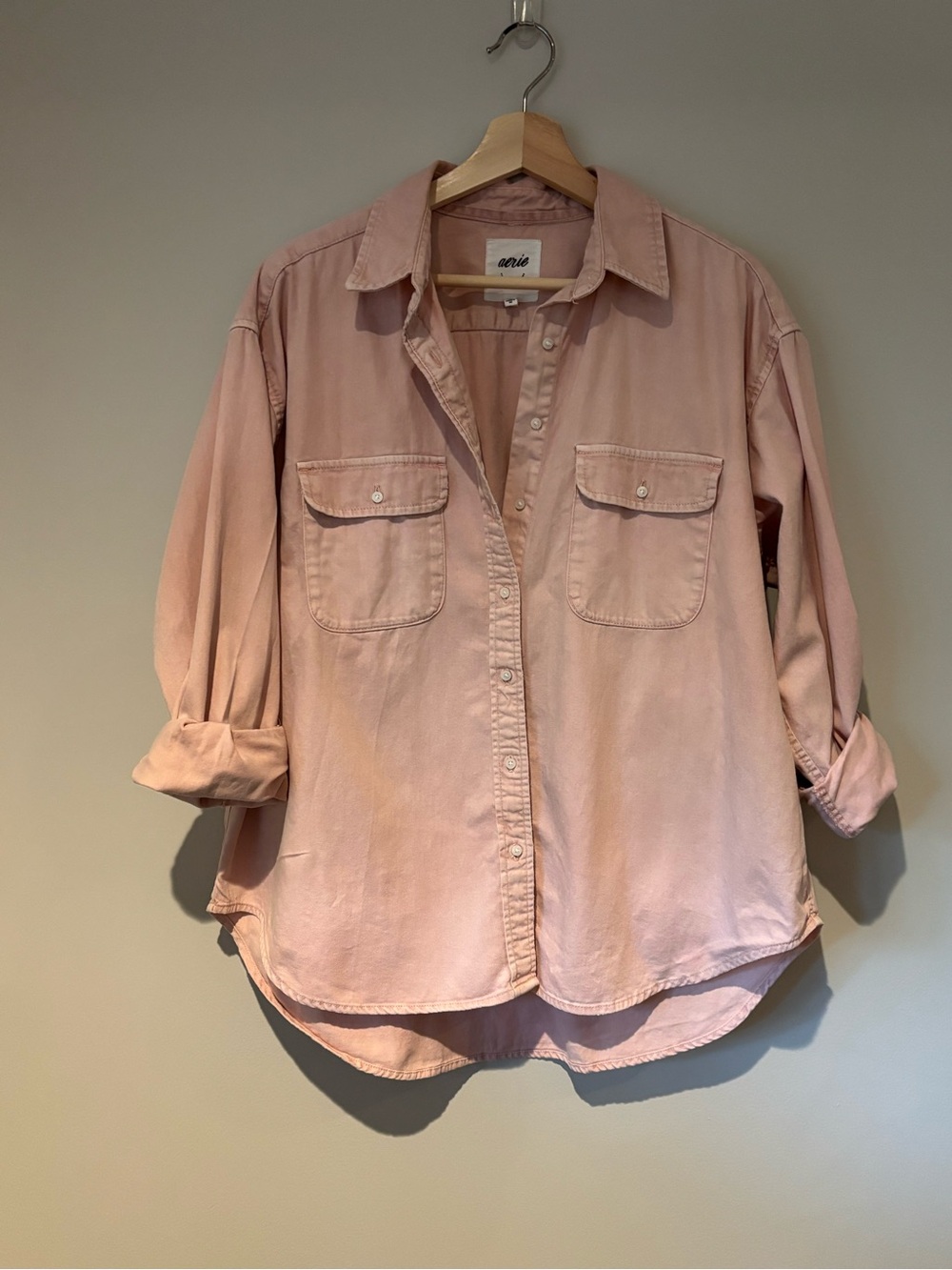 aerie Oversized Dusty Pink Button-Down Shirt | Size XS